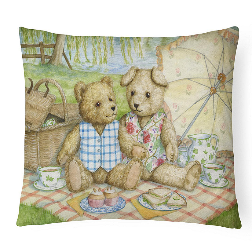 Caroline's Treasures Summertime Teddy Bears Picnic Canvas Fabric Decorative Pillow, 12 x 16, Seasonal Image