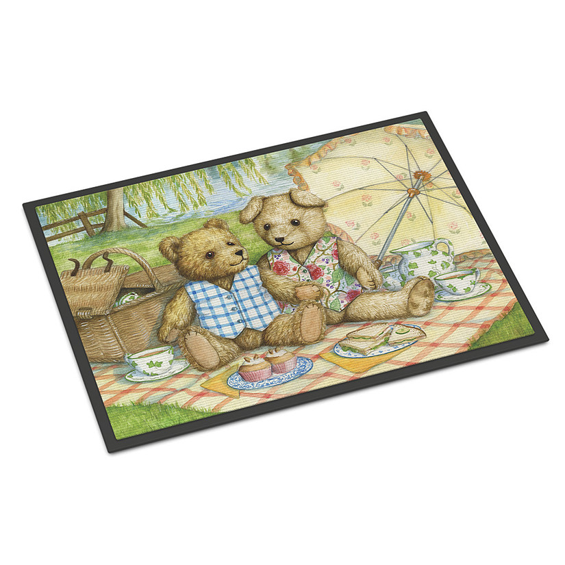 Caroline's Treasures Summertime Teddy Bears Picnic Indoor or Outdoor Mat 24x36, 36 x 24, Seasonal Image