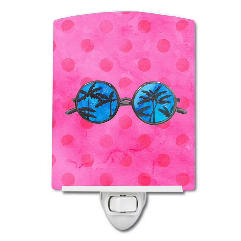 Caroline's Treasures Sunglasses Pink Polkadot Ceramic Night Light, 4 x 6, Nautical Image