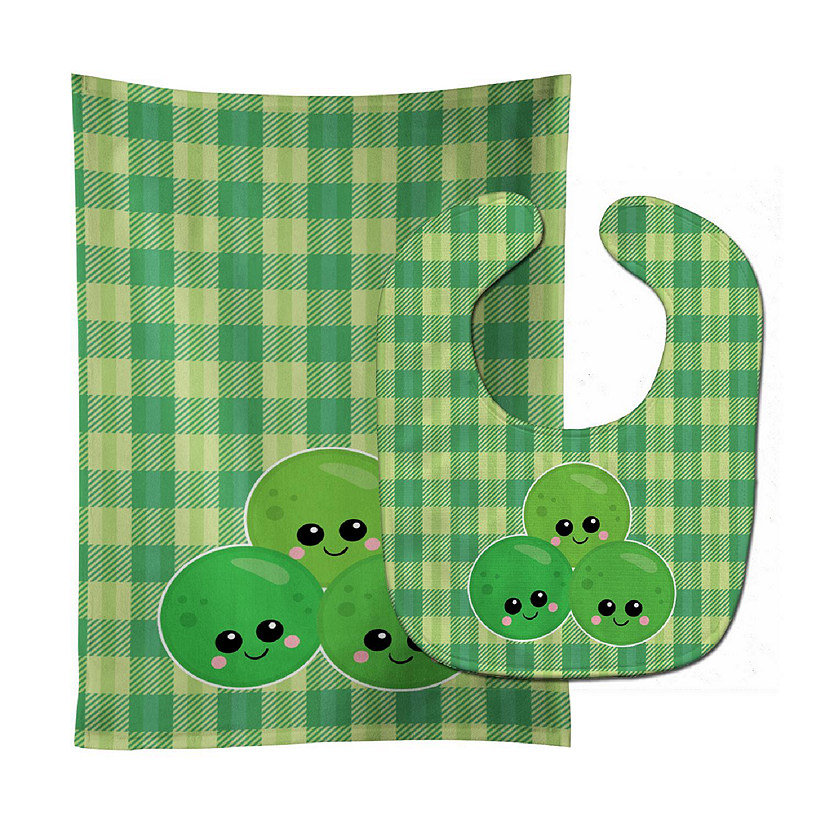 Caroline's Treasures Three Peas Baby Bib & Burp Cloth, 11 x 18, Image