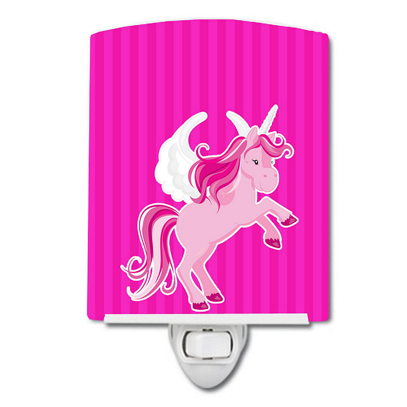 Caroline's Treasures Unicorn Pink Stripes #2 Ceramic Night Light, 4 x 6, Fantasy Image