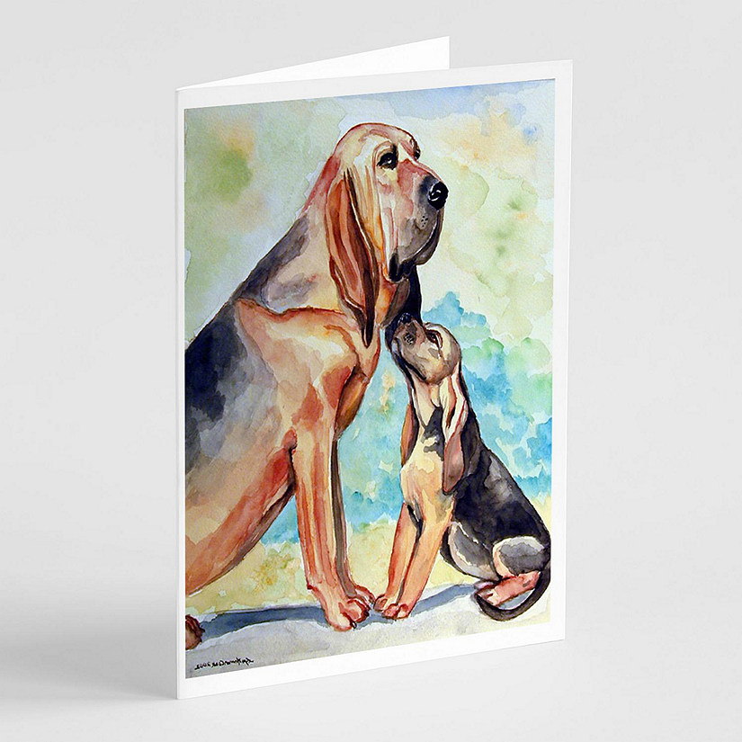 Caroline's Treasures Valentine's Day, Bloodhound Momma's Love Greeting Cards and Envelopes Pack of 8, 7 x 5, Dogs Image