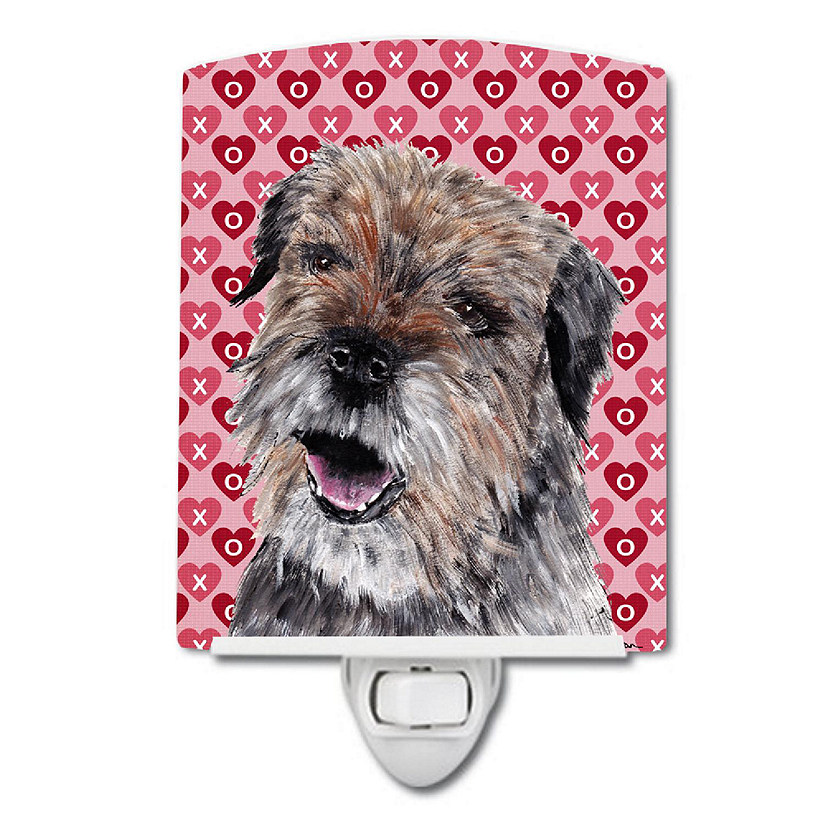 Caroline's Treasures Valentine's Day, Border Terrier Hearts and Love Ceramic Night Light, 4 x 6, Dogs Image