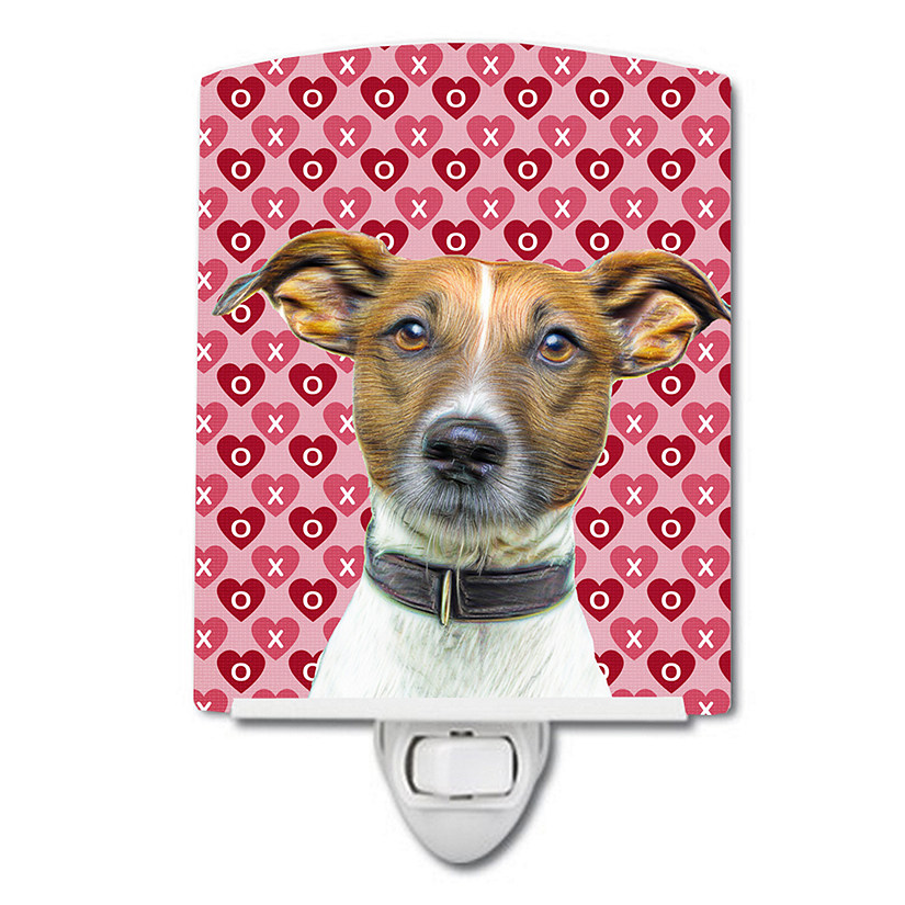 Caroline's Treasures Valentine's Day, Hearts Love and Valentine's Day Jack Russell Terrier Ceramic Night Light, 4 x 6, Dogs Image