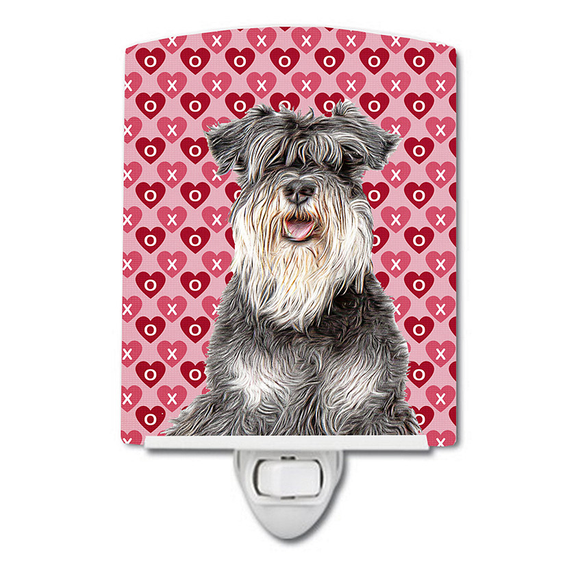 Caroline's Treasures Valentine's Day, Hearts Love and Valentine's Day Schnauzer Ceramic Night Light, 4 x 6, Dogs Image