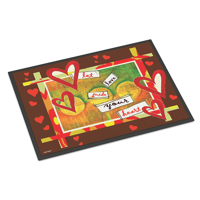Caroline's Treasures, Valentine's Day, Let Love Guide Your Heart Valentine's Day Indoor or Outdoor Mat 24x36, 36 x 24, Seasonal Image