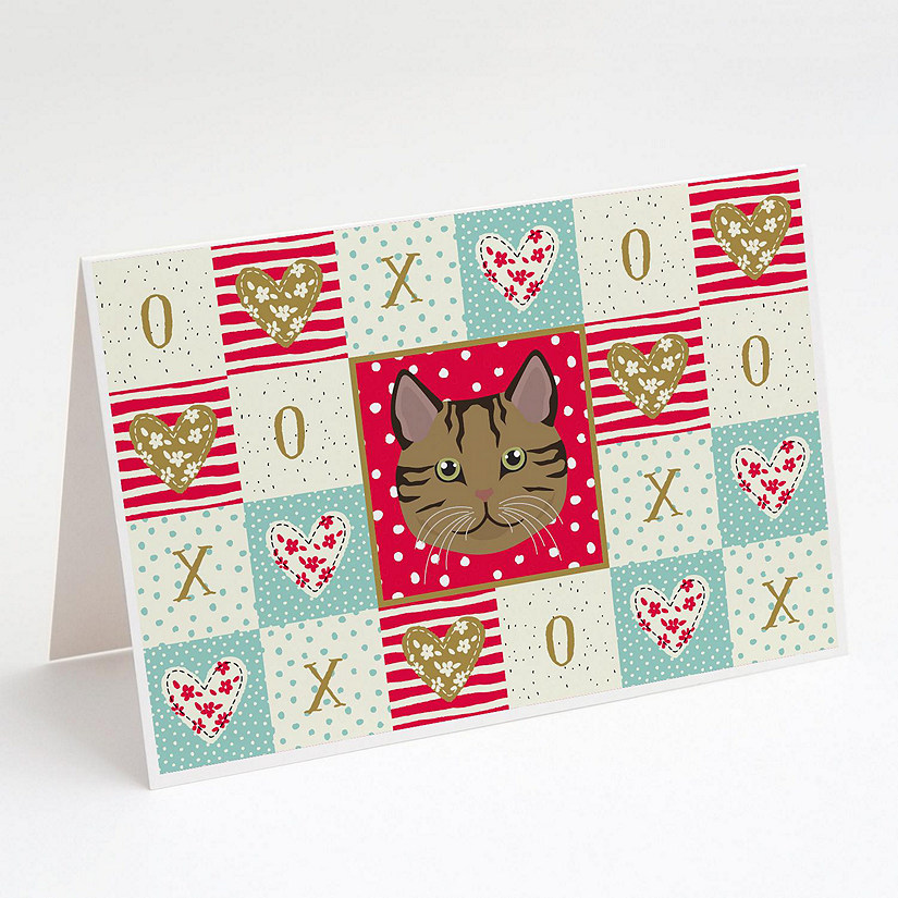 Caroline's Treasures Valentine's Day, Scottish Straight Cat Love Greeting Cards and Envelopes Pack of 8, 7 x 5, Cats Image