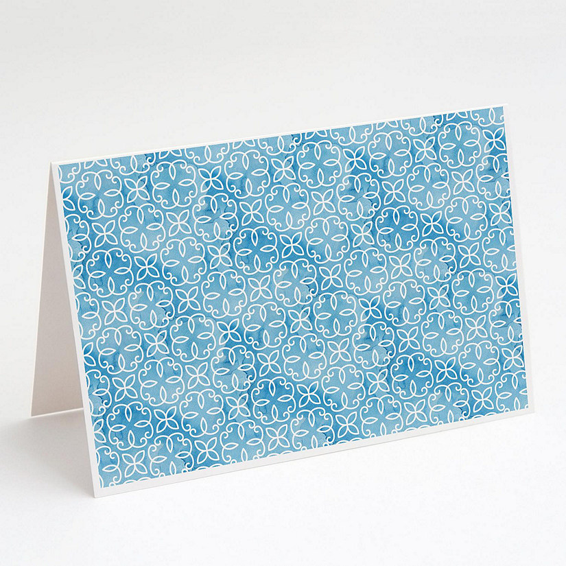 Caroline's Treasures Watercolor Geometric Cirlce on Blue Greeting Cards and Envelopes Pack of 8, 7 x 5, Image