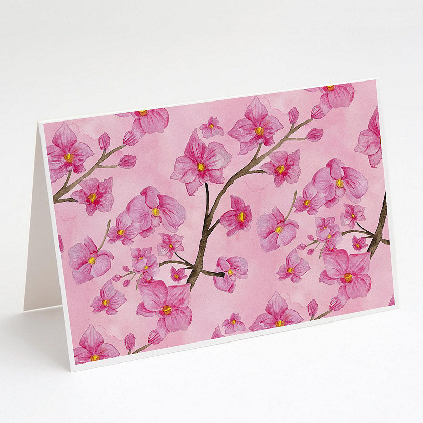 Caroline's Treasures Watercolor Pink Flowers Greeting Cards and Envelopes Pack of 8, 7 x 5, Flowers Image