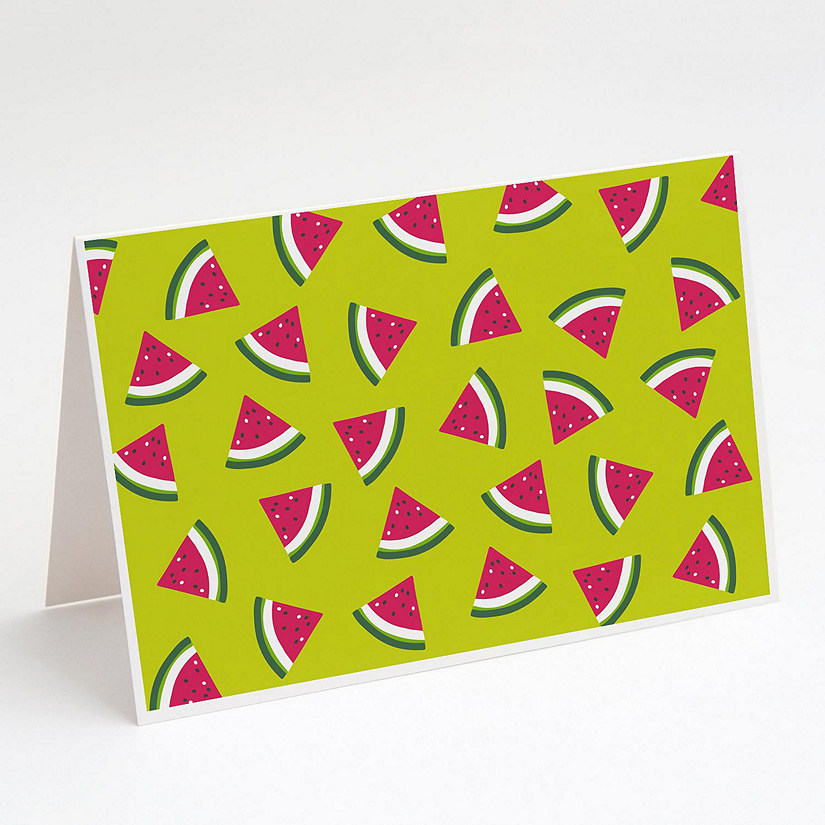 Caroline's Treasures Watermelon on Lime Green Greeting Cards and Envelopes Pack of 8, 7 x 5, Food Image