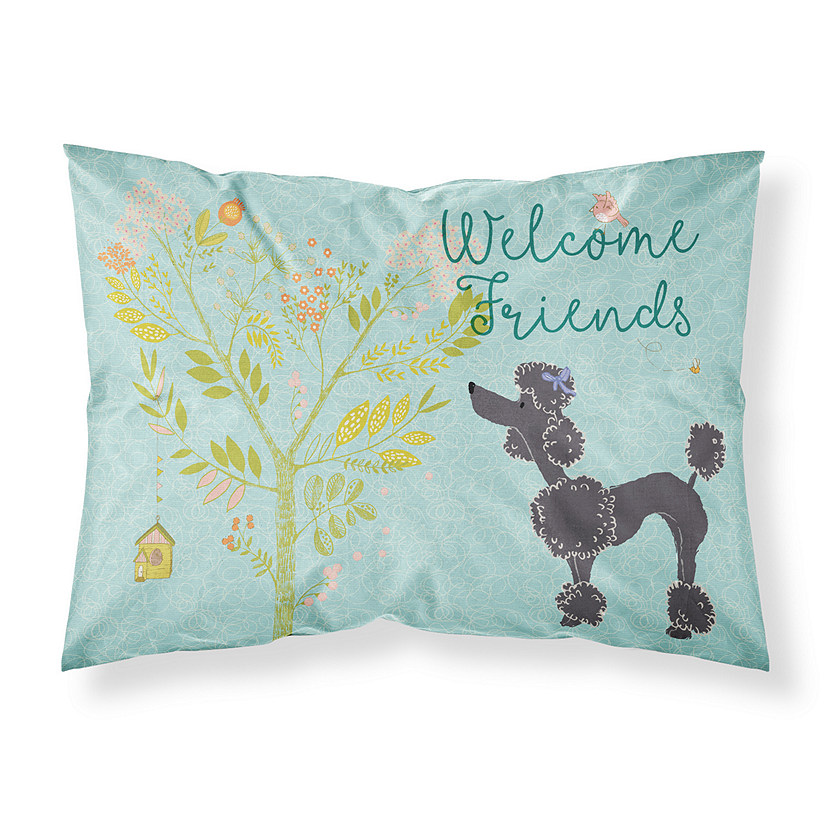 Caroline's Treasures Welcome Friends Black Poodle Fabric Standard Pillowcase, 30 x 20.5, Dogs Image