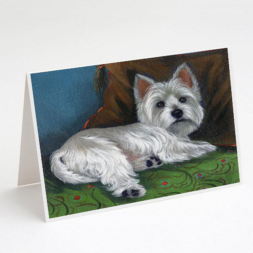 Caroline's Treasures Westie Wake Up Greeting Cards and Envelopes Pack of 8, 7 x 5, Dogs Image