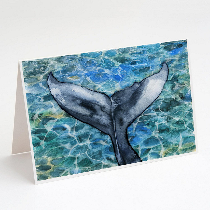 Caroline's Treasures Whale Tail Greeting Cards and Envelopes Pack of 8, 7 x 5, Fish Image