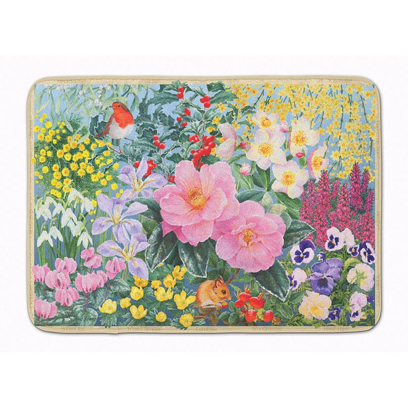 Caroline's Treasures Winter Floral by Anne Searle Machine Washable Memory Foam Mat, 27 x 19, Flowers Image