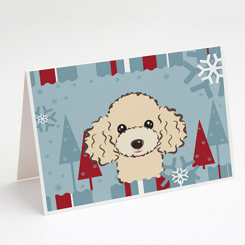 Caroline's Treasures Winter Holiday Buff Poodle Greeting Cards and Envelopes Pack of 8, 7 x 5, Dogs Image