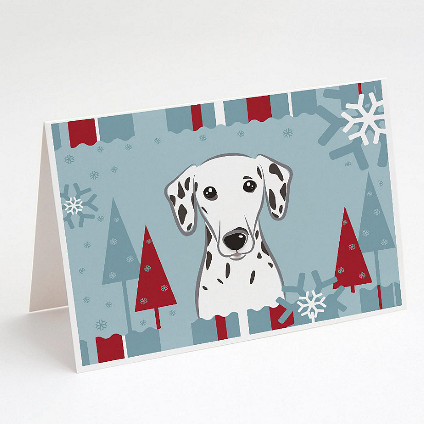 Caroline's Treasures Winter Holiday Dalmatian Greeting Cards and Envelopes Pack of 8, 7 x 5, Dogs Image