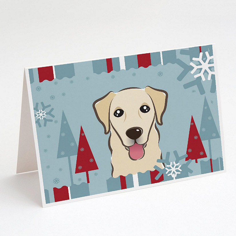 Caroline's Treasures Winter Holiday Golden Retriever Greeting Cards and Envelopes Pack of 8, 7 x 5, Dogs Image