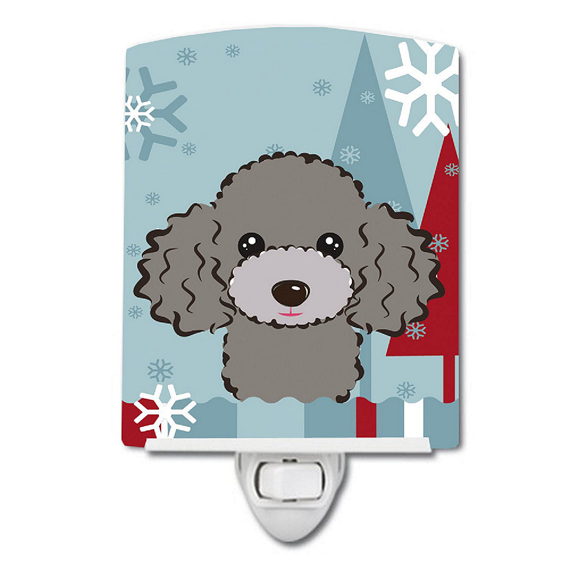 Caroline's Treasures Winter Holiday Silver Gray Poodle Ceramic Night Light, 4 x 6, Dogs Image