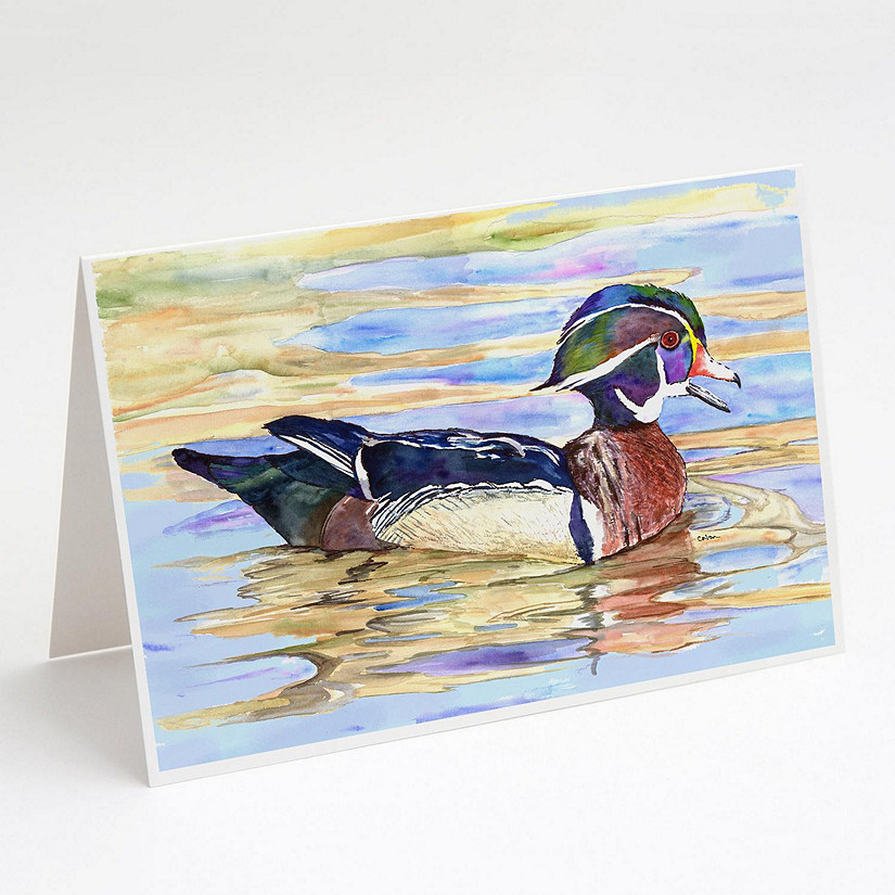 Caroline's Treasures Wood Duck Greeting Cards and Envelopes Pack of 8, 7 x 5, Birds Image