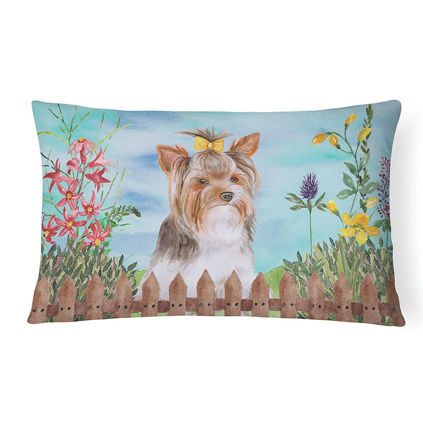 Caroline's Treasures Yorkshire Terrier #2 Spring Canvas Fabric Decorative Pillow, 12 x 16, Dogs Image