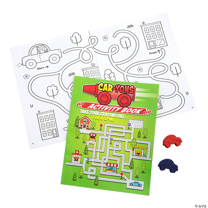 Cars Coloring Books with Car-Shaped Crayons - 12 Pc. Image
