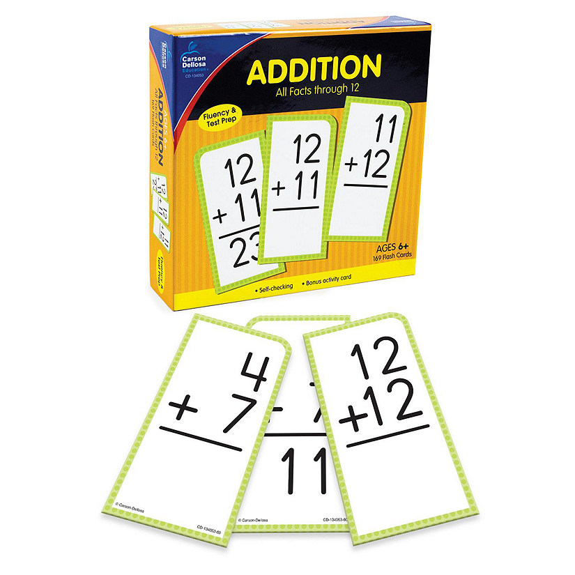 Carson Dellosa Addition Flash Cards with Addition Facts 0-12, Addition Flash Cards 1st Grade, 2nd, Grade, 3rd Grade, Math Flash Cards for Kids 6+, Math Games Image