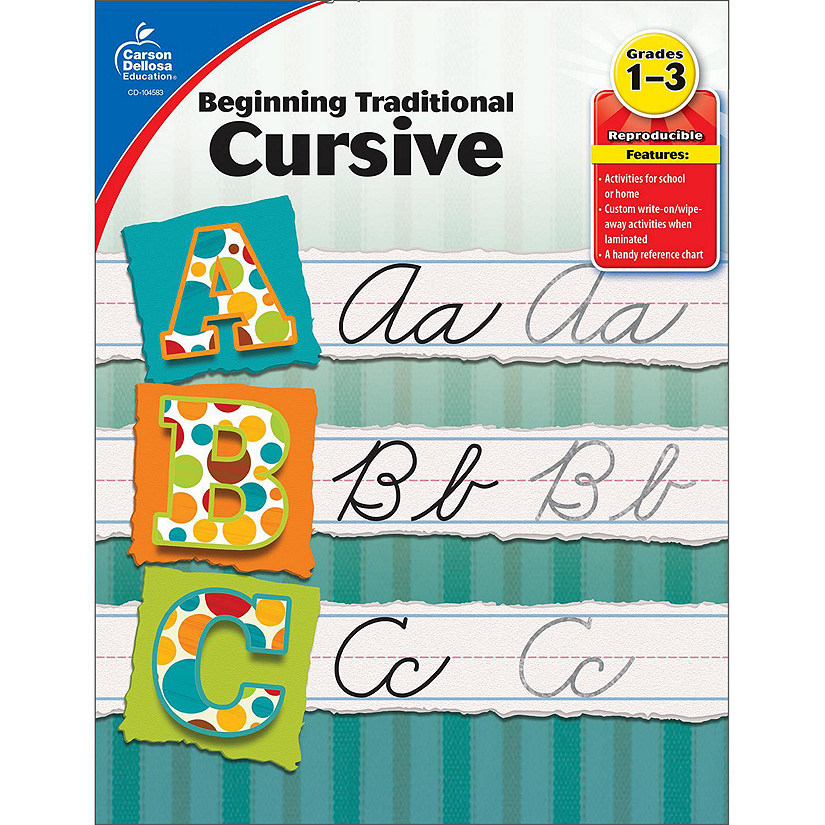 Carson Dellosa Beginning Traditional Cursive Handwriting Workbook for Kids, Handwriting Practice for Cursive Alphabet and Numbers Image