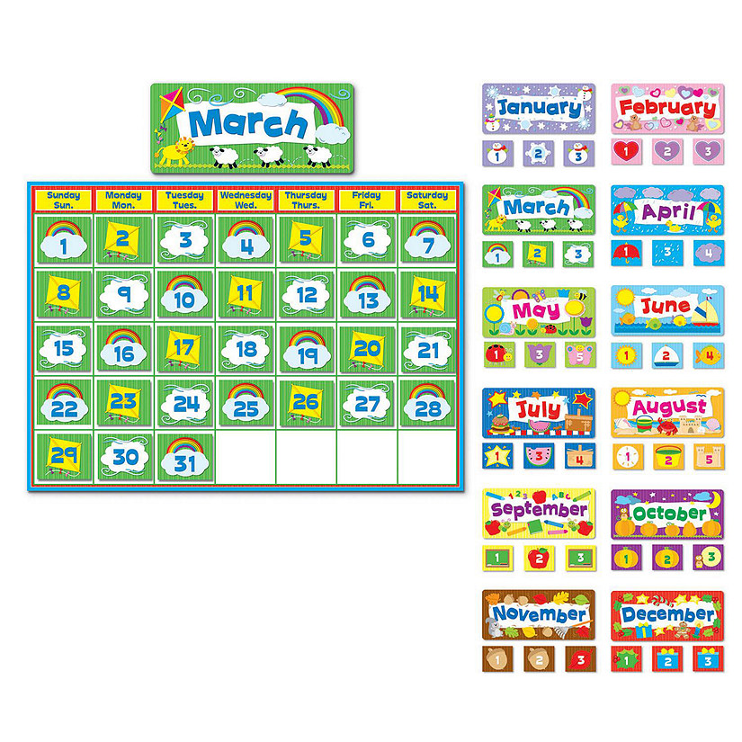 Carson Dellosa Calendar Set&#8212;Multicolor, Seasonal Kit With Monthly Headers, Days of the Week, Numbers, Seasons, Holidays, Bulletin Board D&#233;cor (415 pc) Image