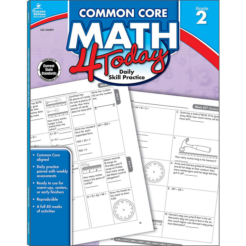 Carson Dellosa Common Core Math 4 Today, Grade 2 Workbook Image