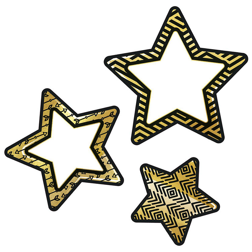 Carson Dellosa Education Black and Gold Stars Cut Outs | Oriental Trading