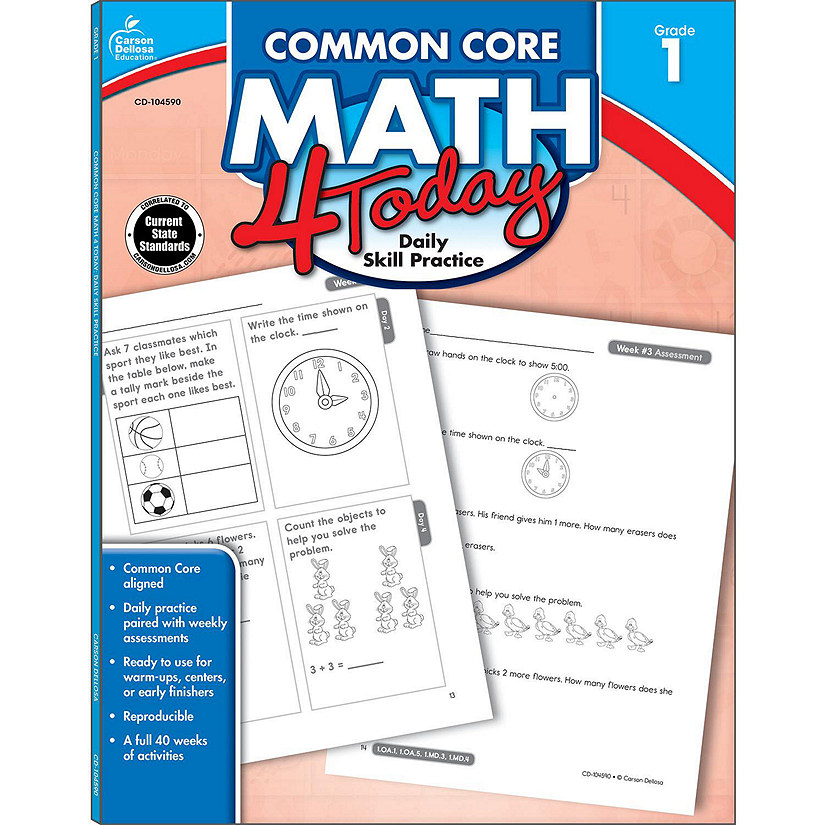 Carson Dellosa Education Common Core Math 4 Today Workbook Grade 1 Image