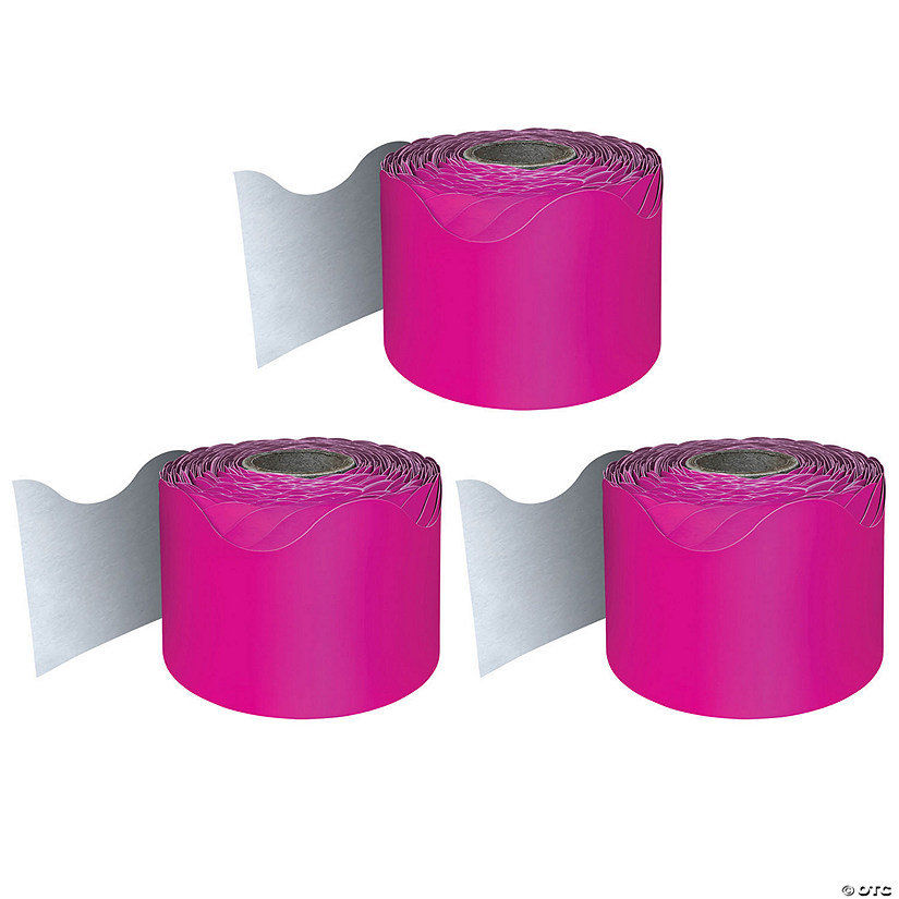 Carson Dellosa Education Hot Pink Rolled Scalloped Border, 65 Feet Per Roll, Pack of 3 Image