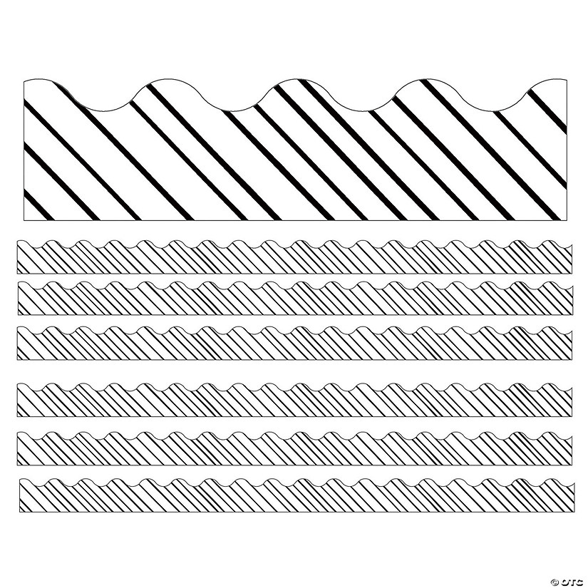 Carson Dellosa Education Kind Vibes Black & White Stripes Scalloped Borders, 39 Feet Per Pack, 6 Packs Image