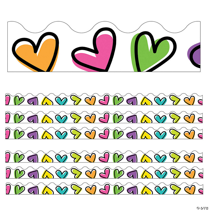 Carson Dellosa Education Kind Vibes Doodle Hearts Scalloped Borders, 39 Feet Per Pack, 6 Packs Image