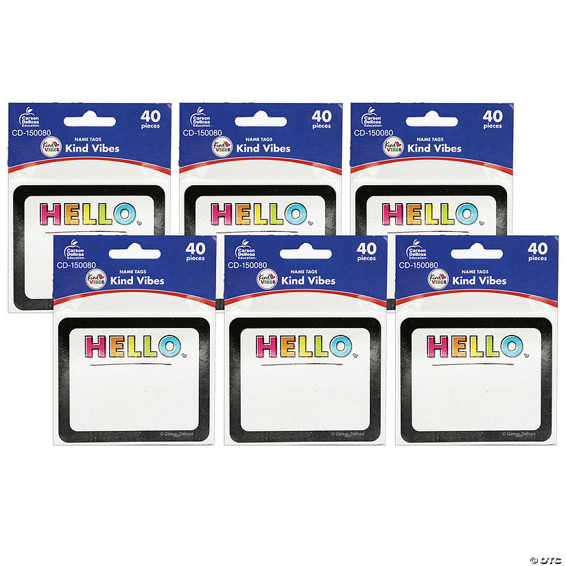 Carson Dellosa Education Kind Vibes Name Tags, 40 Per Pack, 6 Packs ...
