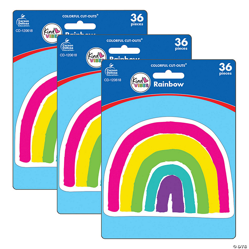 Carson Dellosa Education Kind Vibes Rainbow Cut-Outs, 36 Per Pack, 3 Packs Image