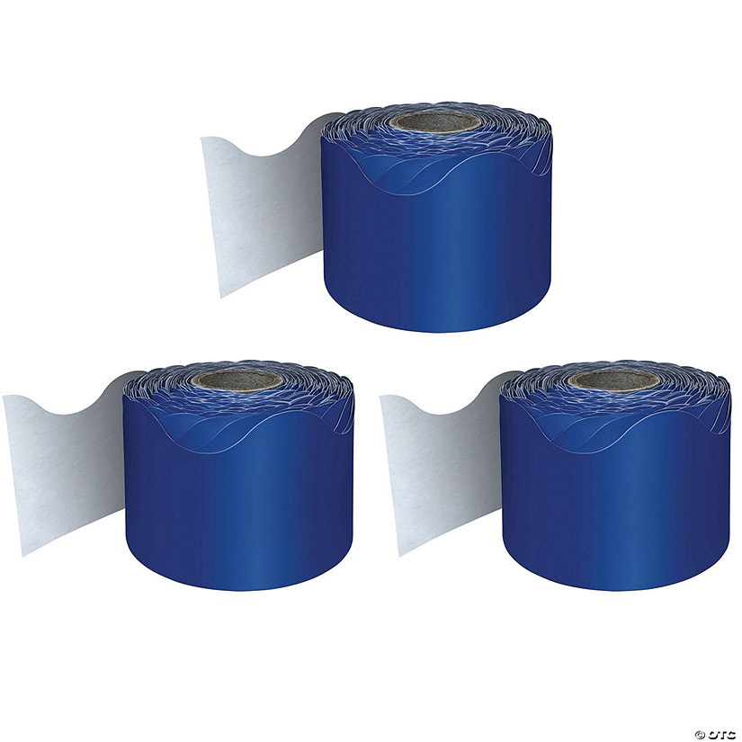 Carson Dellosa Education Navy Rolled Scalloped Border, 65 Feet Per Roll, Pack of 3 Image