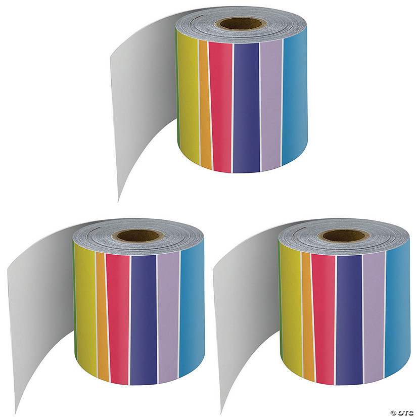 Carson Dellosa Education Rainbow Rolled Straight Border, 65 Feet Per Roll, Pack of 3 Image