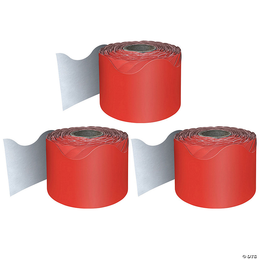 Carson Dellosa Education Red Rolled Scalloped Border, 65 Feet Per Roll, Pack of 3 Image
