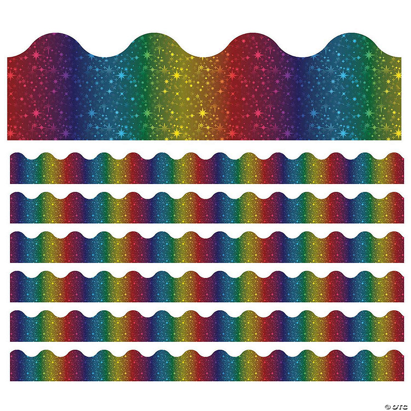 Carson Dellosa Education Sparkle + Shine Rainbow Foil Scalloped Border, 39 Feet Per Pack, 6 Packs Image