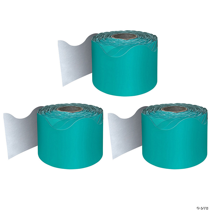 Carson Dellosa Education Teal Rolled Scalloped Border, 65 Feet Per Roll, Pack of 3 Image
