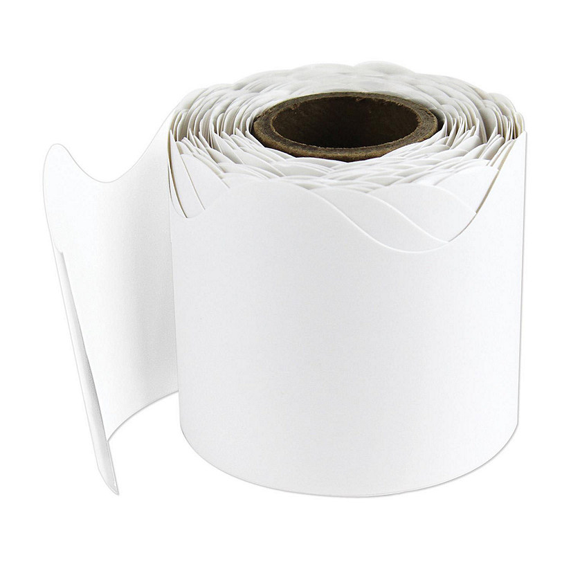 White Rolled Scalloped Bulletin Board Borders, 65 Feet - CD-108514