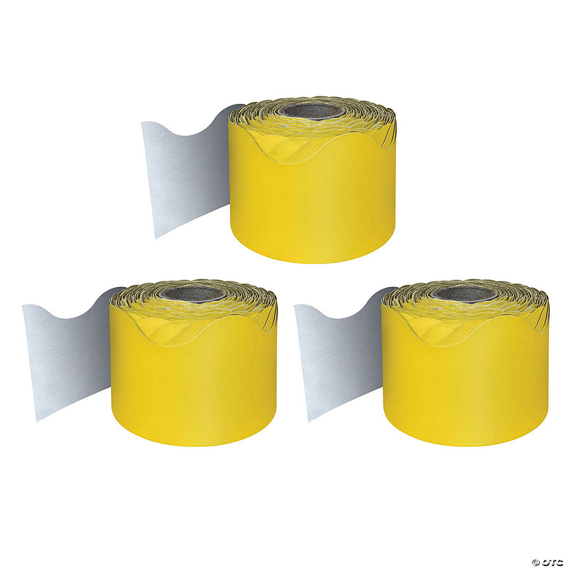 Carson Dellosa Education Yellow Rolled Scalloped Border, 65 Feet Per Roll, Pack of 3 Image