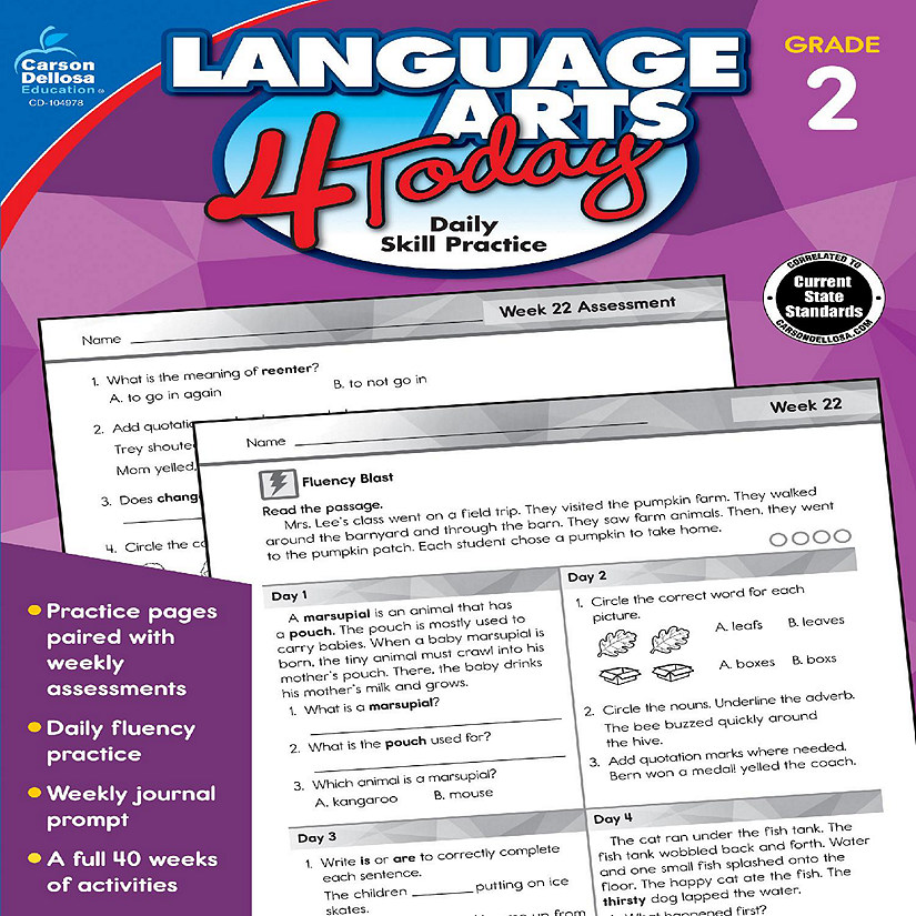 Carson Dellosa Language Arts 4 Today, Grade 2 Workbook | Oriental Trading