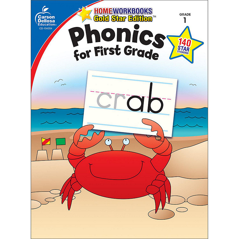 Carson Dellosa Phonics for First Grade Workbook&#8212;Writing Practice, Tracing Letters, Writing Words With Incentive Chart and Motivational Stickers (64 pgs) Image