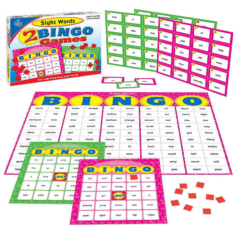 Carson Dellosa Sight Words Bingo Games&#8212;Learning Tools for Kindergarten and First Grade Reading Skills, Double-Sided Language, Vocabulary Building Game Cards Image