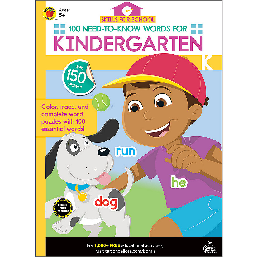 Carson Dellosa Skills for School 100 Need-to-Know Words for Kindergarten Activity Book Image