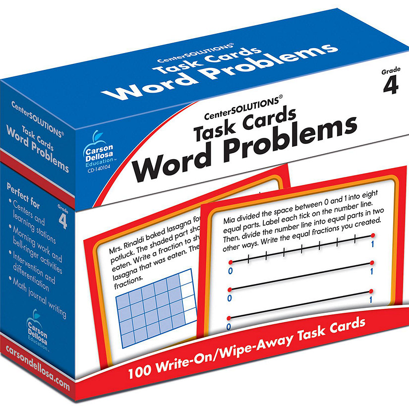 Carson Dellosa Task Cards: Word Problems, Grade 4 Learning Cards Image