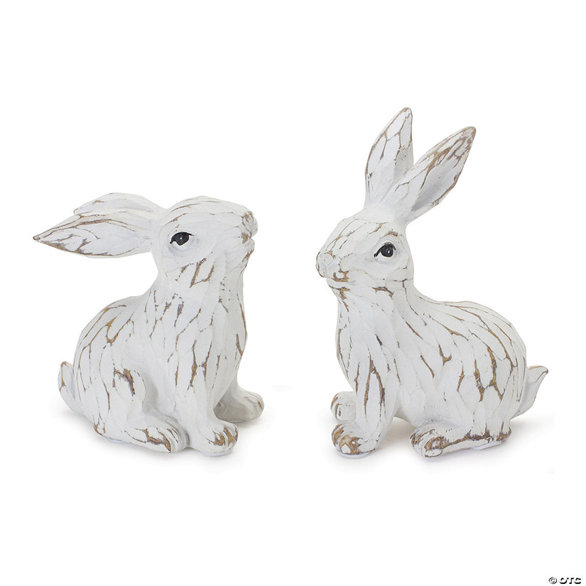 Carved Bunny Figurine (Set Of 6) 3.25"H, 3.75"H Resin Image