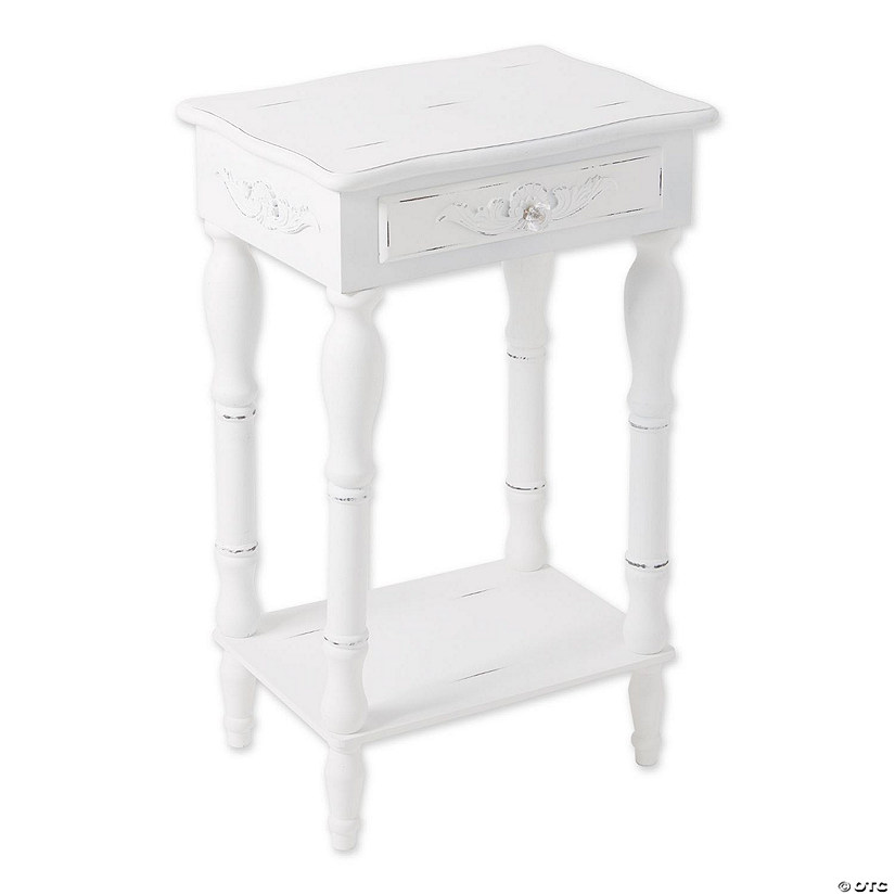 Carved White Side Table 17.75X13X28" Image